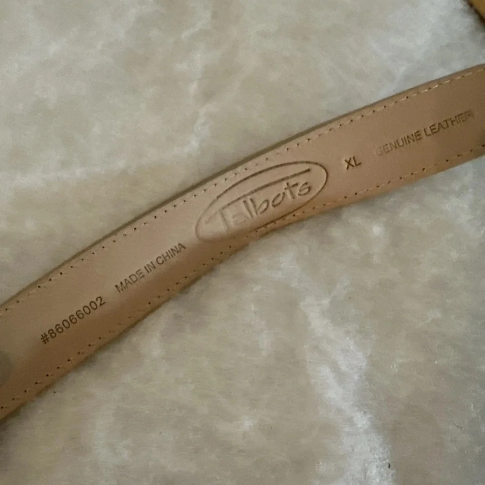 Women’s Talbots CHAMPAGNE Genuine Leather Rhinestone Buckle BELT XL NEW